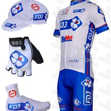 2012 fdj Cycling Jersey+Shorts+Shoe Covers+Cap+Gloves S