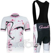 2012 Women Castelli Cycling Jersey Short Sleeve and Cycling bib Shorts Cycling Kits Strap
