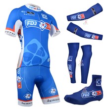 2014 fdj fr Cycling Jersey Maillot Ciclismo Short Sleeve and Cycling bib Shorts Or Shorts and Shoe Cover and Arm Sleeve and Leg Sleeve Tour De France