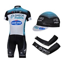 2013 quick-step Cycling Jersey+Shorts+Cap+Arm sleeves