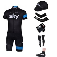 2013 sky Cycling Jersey+Shorts+Cap+Arm sleeves+Gloves+Leg sleeves+Shoes covers