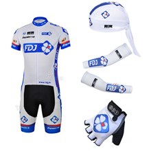 2013 fdj Cycling Jersey+Shorts+Scarf+Arm sleeves+Gloves