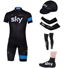 2013 Sky Cycling Jersey+bib Shorts+Cap+Arm sleeves+Leg sleeves+Shoes Covers