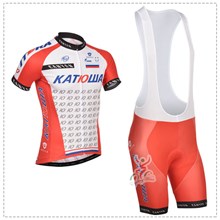 2014 katusha Cycling Jersey Short Sleeve and Cycling bib Shorts Cycling Kits Strap