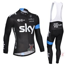 2014 SKY Thermal Fleece Cycling Jersey Long Sleeve and Cycling bib Pants