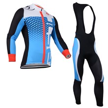 2014 CASTELLI Blue White Thermal Fleece Cycling Jersey Long Sleeve and Cycling bib Pants