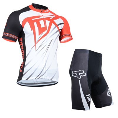2014 Fox White Red Cycling Jersey Short Sleeve and Cycling Shorts Cycling Kits
