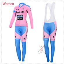 2015 WOMEN Saxo Bank Tinkoff Cycling Jersey Long Sleeve and Cycling bib Pants Cycling Kits Strap