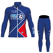 2017 FDJ Blue Cycling Jersey Long Sleeve and Cycling Pants Cycling Kits