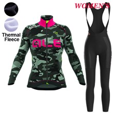 2017 Women's ALE CAMO FRAGOLA Thermal Fleece Cycling Jersey Long Sleeve Ropa Ciclismo Winter and Cycling bib Pants ropa ciclismo thermal ciclismo jersey thermal XXS