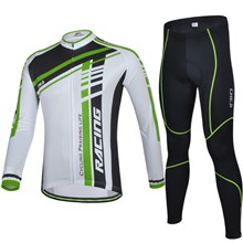 2014 CHEJI green Speed Cycling Jersey Long Sleeve and Cycling Pants Cycling Kits S