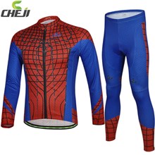 2014 CHEJI Spiderman Cycling Jersey Long Sleeve and Cycling Pants Cycling Kits S