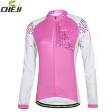 2014 CHEJI Women's Pink Cycling Jersey Long Sleeve S