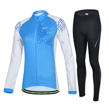 2014 CHEJI Women's Blue Cycling Jersey Long Sleeve and Cycling Pants Cycling Kits