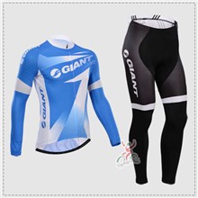 2014 Giant Blue Cycling Jersey Long Sleeve and Cycling Pants Cycling Kits XXS