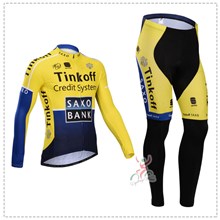 2014 Saxobank Cycling Jersey Long Sleeve and Cycling Pants Cycling Kits XXS