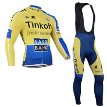 2014 Saxobank Cycling Jersey Long Sleeve and Cycling bib Pants Cycling Kits Strap XXS