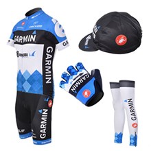 2012 garmin blue Cycling Jersey+bib Shorts+Leg warmer+Headscarf+Gloves S
