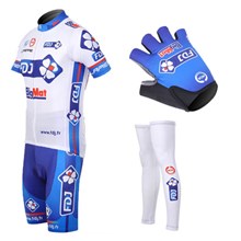 2012 fdj blue Cycling Jersey+Shorts+Leg Warmers+Gloves S