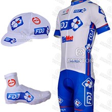 2012 FDJ Cycling Jersey and bib Shorts and Cap and Leg Warmers S