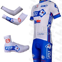 2012 fdj Cycling Jersey and Shorts and Cap and Armsleeve S