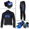 2012 sky Thermal Fleece Cycling Long Jersey+Pants+bag+Thermal gloves