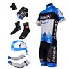 2012 Garmin Cycling Jersey+Shorts+Headscarf+Glove+Shoe Covers+Arm sleeve S