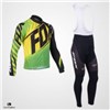 2013 ff stripes yellow green Cycling Jersey Long Sleeve and Cycling bib Pants S