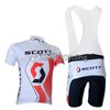 2012 scott white Cycling Jersey Short Sleeve and Cycling bib Shorts Cycling Kits Strap S