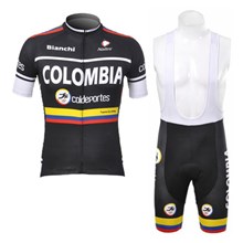2012 colombia coldeportes Cycling Jersey Short Sleeve and Cycling bib Shorts Cycling Kits Strap S