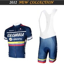 2012 colombia Cycling Jersey Short Sleeve and Cycling bib Shorts Cycling Kits Strap S