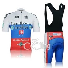 2012 Landbouw Krediet Cycling Jersey Short Sleeve and Cycling bib Shorts Cycling Kits Strap S