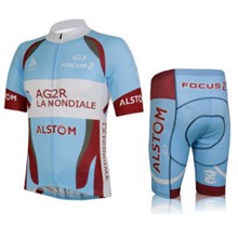 2013 Ag2r Cycling Jersey Short Sleeve and Cycling bib Shorts Cycling Kits Strap S