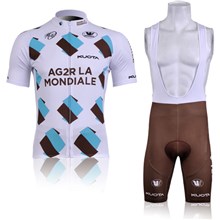 2011 Ag2r Cycling Jersey Short Sleeve and Cycling bib Shorts Cycling Kits Strap S
