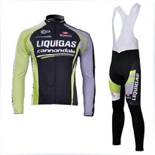 2012 liquigas black Cycling Jersey Long Sleeve and Cycling bib Pants S