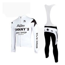 2010 johnnys black white Cycling Jersey Long Sleeve and Cycling bib Pants S