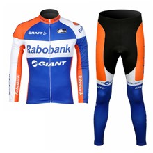2012 rabobank Thermal Fleece Cycling Jersey Long Sleeve and Cycling Pants S