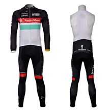 2012 radio shack Thermal Fleece Cycling Jersey Long Sleeve and Cycling bib Pants S