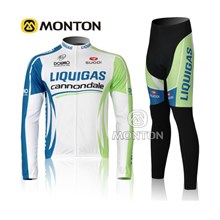 2012 liquigas white Thermal Fleece Cycling Jersey Long Sleeve and Cycling Pants S