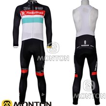 2012 radioshack red white black Thermal Fleece Cycling Jersey Long Sleeve and Cycling bib Pants S