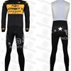 2010 johnny black yellow Thermal Fleece Cycling Jersey Long Sleeve and Cycling bib Pants S
