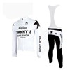2010 johnnys black white Thermal Fleece Cycling Jersey Long Sleeve and Cycling bib Pants S