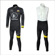 2012 radioshack black Thermal Fleece Cycling Jersey Long Sleeve and Cycling bib Pants S