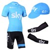 2014 SKY Cycling Jersey+shorts+cap+Arm Sleeves S