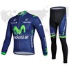 2014 Movistar Cycling Jersey Long Sleeve and Cycling Pants Cycling Kits S