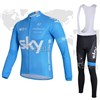 2014 SKY Cycling Jersey Long Sleeve and Cycling bib Pants Cycling Kits Strap S