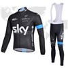2014 SKY Cycling Jersey Long Sleeve and Cycling bib Pants Cycling Kits Strap S