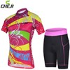 2014 Women Cheji Cycling Colorful Cycling Jersey Short Sleeve and Shorts Cycle Kits S