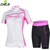Women Cheji Cycling Fly Pink Cycling Jersey Short Sleeve and Cycling Shorts Cycling Kits