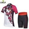 Women Cheji Cycling Pink Cycling Jersey Short Sleeve and Cycling Shorts Cycling Kits